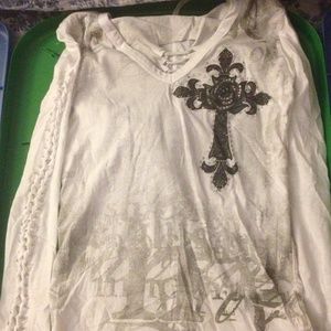 White Slashed Hoodie Top